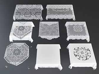 现代方形雕花镂空蕾丝桌布3d模型 现代方形雕花镂空蕾丝桌布