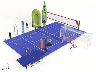 现代乒乓球桌篮球架体育设备3d模型 现代乒乓球桌篮球架体育设备