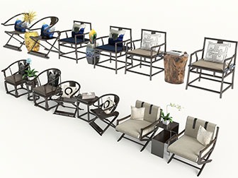 中式实木扶手椅休闲椅子