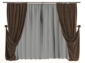 欧式布艺窗帘窗纱3d模型 欧式布艺窗帘窗纱