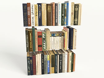 排列整齐的三排书籍