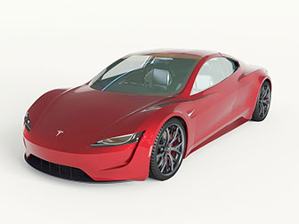 一辆红色的特斯拉汽车3d模型 一辆红色的特斯拉汽车