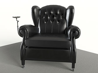 欧式黑色皮质单人沙发3d模型 欧式黑色皮质单人沙发