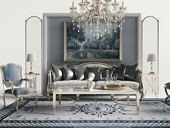 新古典多人单人沙发茶几组合