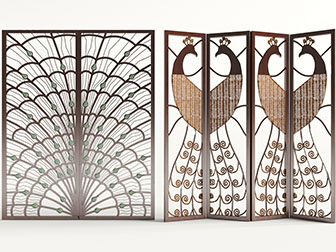 东南亚孔雀装饰的屏风