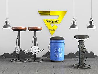 工业风带有齿轮元素的吧凳