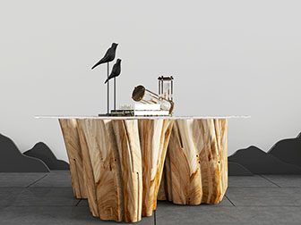 中式实木树桩茶几