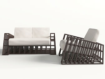 后现代实木镂空支撑的单人沙发3d模型 后现代实木镂空支撑的单人沙发