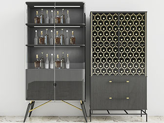 后现代黑色酒格酒柜3d模型 后现代黑色酒格酒柜