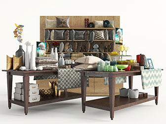 美式实木展示台货架3d模型 美式实木展示台货架