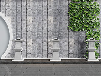 中式庭院草坪灯植物墙园艺小品