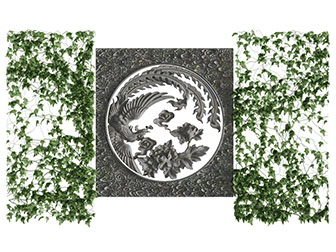 中式植物墙背景墙3d模型 中式植物墙背景墙
