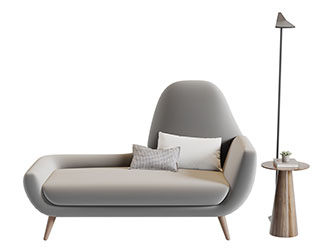 北欧灰色布艺贵妃椅美人榻