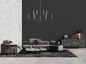 新中式布艺多人沙发茶几组合