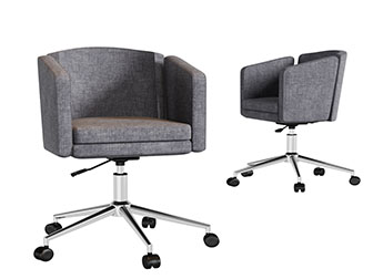 现代灰色布艺办公转椅