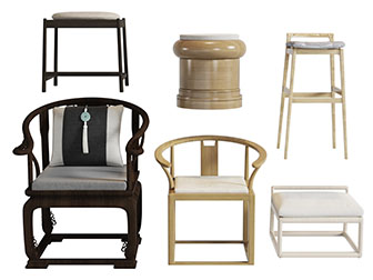 新中式实木休闲椅子坐凳