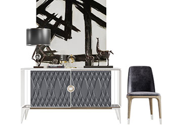 现代轻奢玄关柜边柜休闲椅子