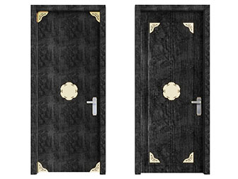 简欧黑色实木平开门