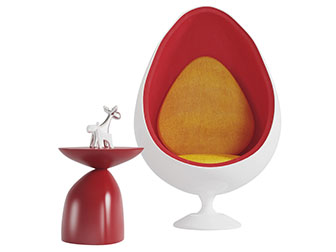 后现代红色蛋壳单人沙发3d模型 后现代红色蛋壳单人沙发