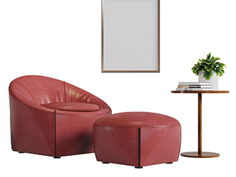 现代红色单人沙发脚踏3d模型 现代红色单人沙发脚踏