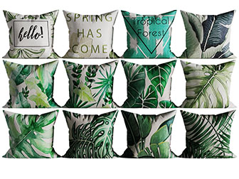 北欧植物图案的方形抱枕靠垫