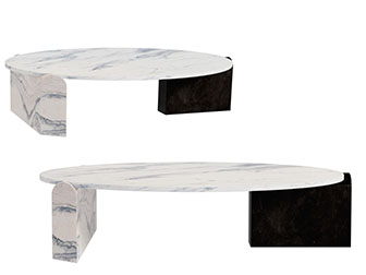 现代大理石椭圆形茶几