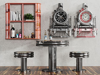 工业风油桶改装的茶几墙面收纳柜和钟表
