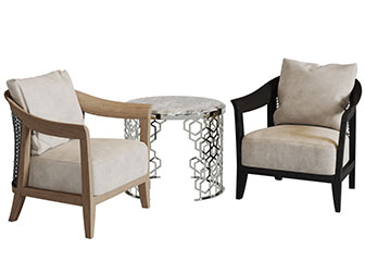 美式实木休闲椅子茶几