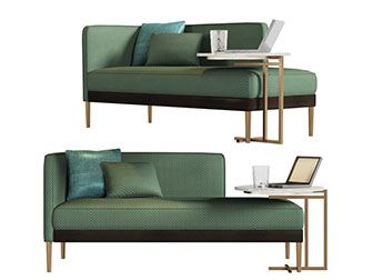 现代绿色美人榻贵妃椅茶几