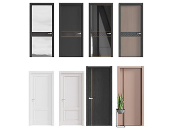 黑色装饰玻璃的平开门