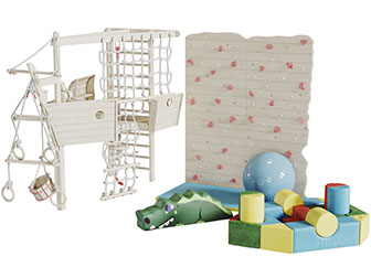 儿童实木软梯攀岩和积木玩具游乐设备3d模型 儿童实木软梯攀岩和积木玩具游乐设备