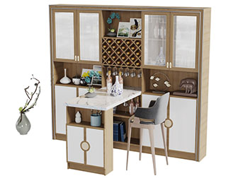 新中式实木餐边柜吧台吧椅