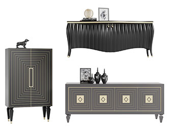 新古典装饰金边的电视柜边柜