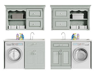 美式田园绿色阳台洗衣机储物装饰柜