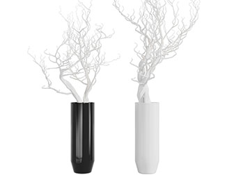 现代黑色白色陶瓷花瓶干枝装饰品