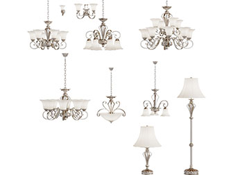 美式古铜支架的多头吊灯台灯