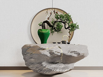 中式石头茶桌盆景