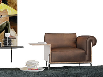 后现代皮革带茶几扶手的单人沙发3d模型 后现代皮革带茶几扶手的单人沙发