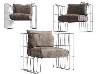 后现代镂空金属网扶手单人沙发3d模型 后现代镂空金属网扶手单人沙发