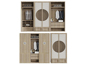 新中式实木对称衣柜