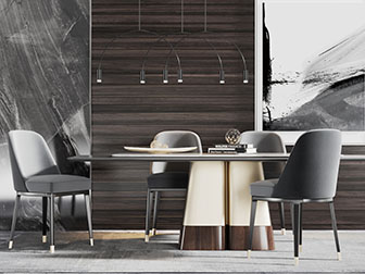 现代长方形餐桌椅组合