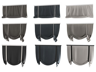 新中式布艺升降窗帘3d模型 新中式布艺升降窗帘