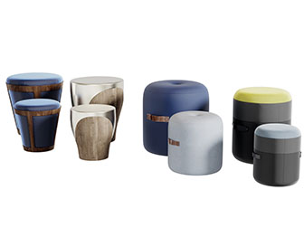 新中式布艺圆形坐墩