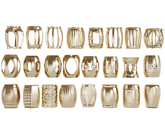 新中式金色鼓形坐凳子