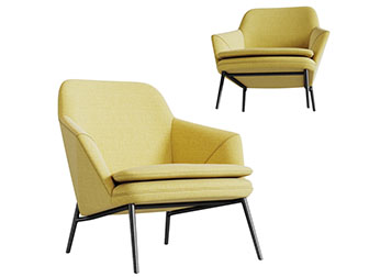 现代黄色布艺休闲椅子