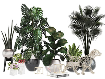 现代盆栽植物金属镂空小狗景观小品