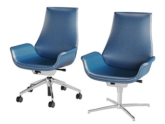 现代蓝色皮革休闲椅子办公转椅
