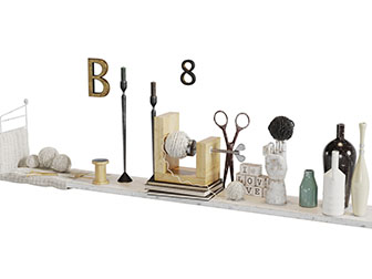 现代实木架上的陶瓷器皿线团