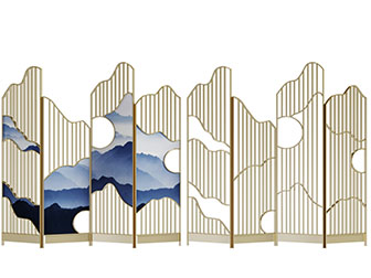 新中式不规则山脉造型的屏风