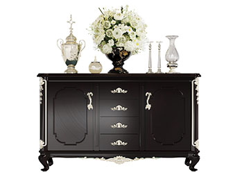 欧式黑色雕花玄关柜边柜